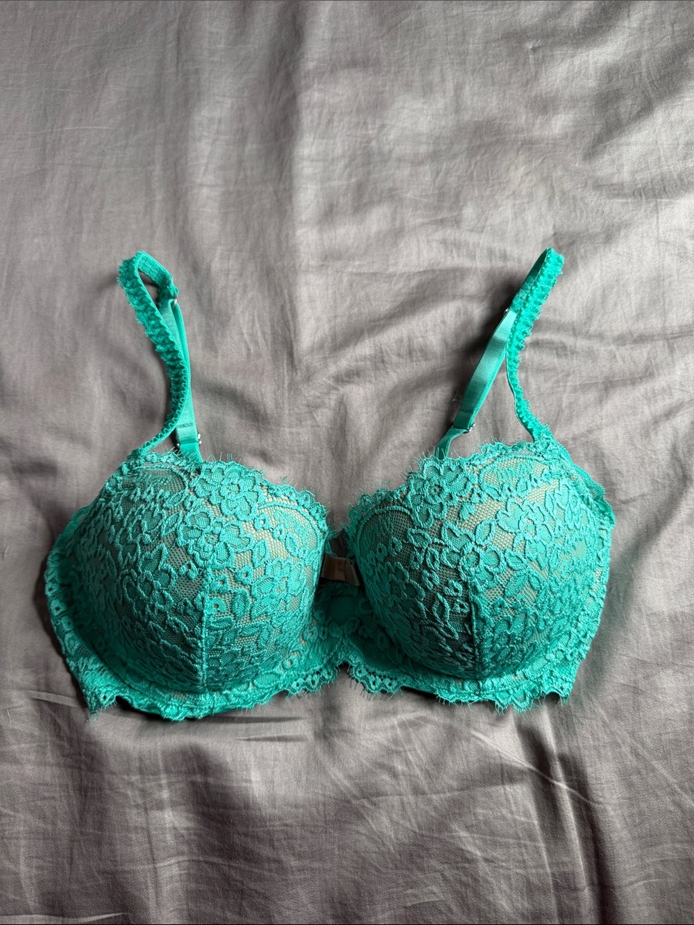 Lace Underwire Push-up Bra in Teal